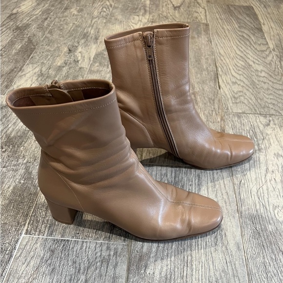 By Far tan neutral leather Sofia ankle boots - Picture 2 of 6